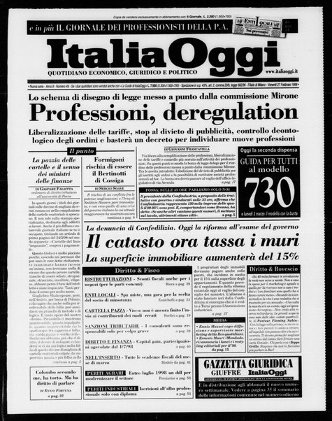 Italia oggi : quotidiano di economia finanza e politica